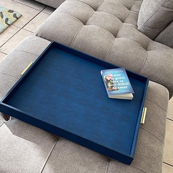 New Extra Large Square Serving Tray, Elegant Faux Leather Ottoman Tray 24" x 24" - Picture 8 of 8